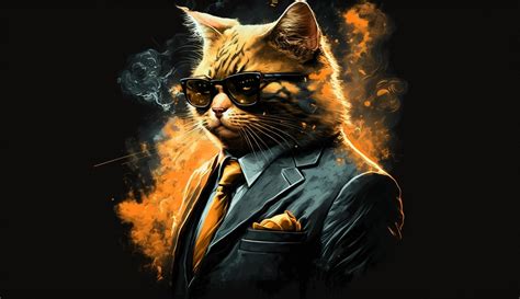 Mafia Cat Wearing A Suit And Glassesai Genertaive 22323859 Stock Photo