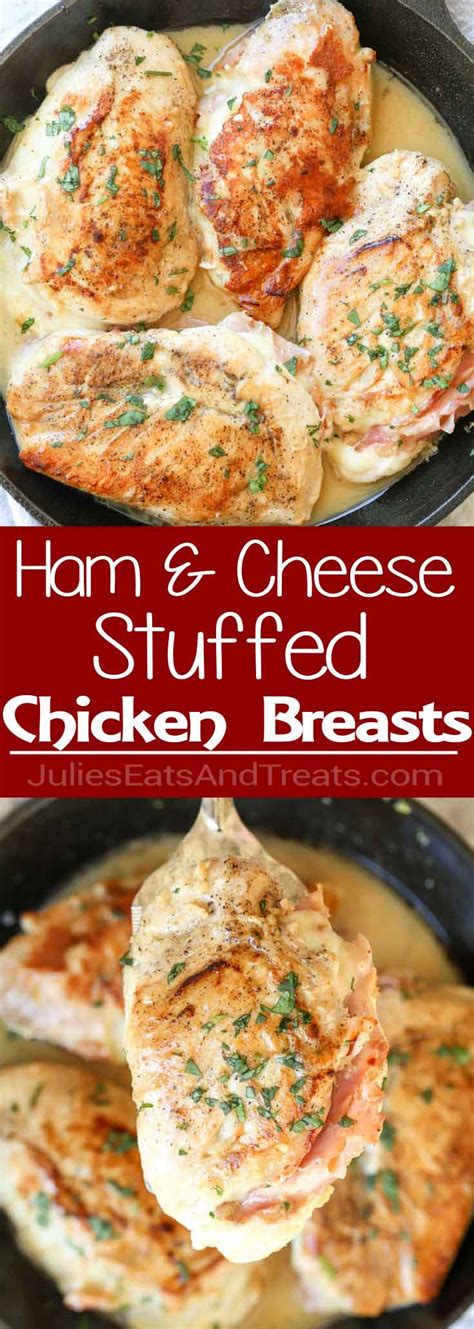 ham cheese stuffed chicken breast in sauce julie s eats and treats
