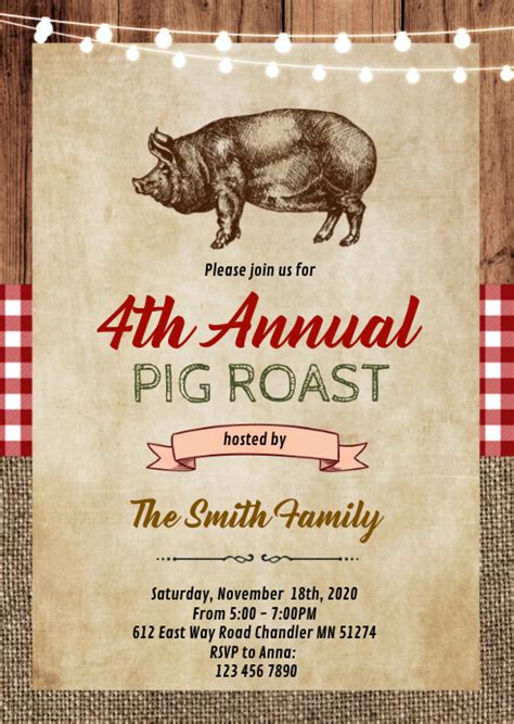 Pig Roast Party Invitation Template Postermywall