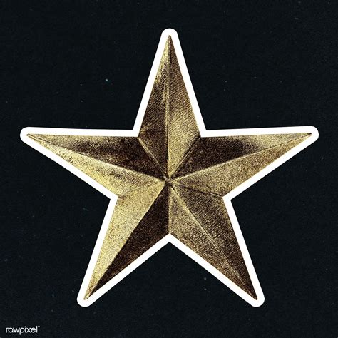 Gold Star Sticker With A White Border Free Image By