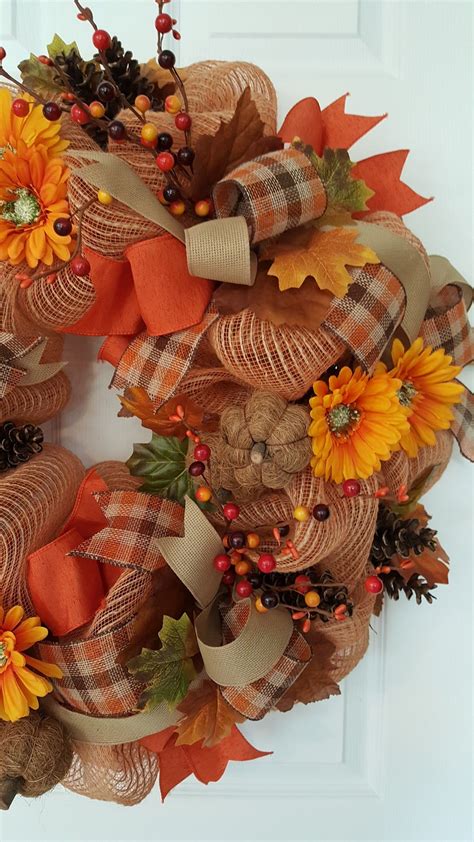 A Deco Mesh Wreath For Fall The Color Orange And Fall Go Hand In Hand