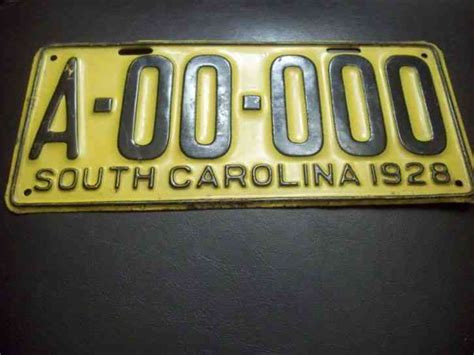 A 1928 South Carolina Sample License Plate A Oo Ooo
