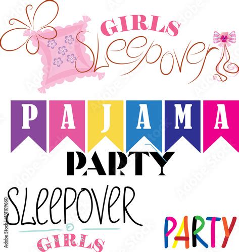 Vector Design Leetering Text For Sleepover Party Pajamas Party Text