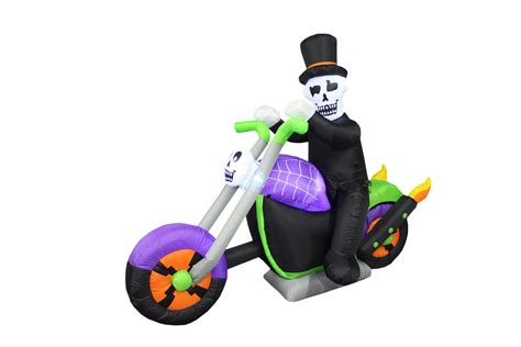 The Holiday Aisle Halloween Inflatable Skeleton On Motorcycle
