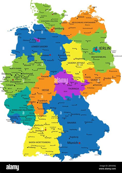 Colorful Germany Political Map With Clearly Labeled Separated Layers