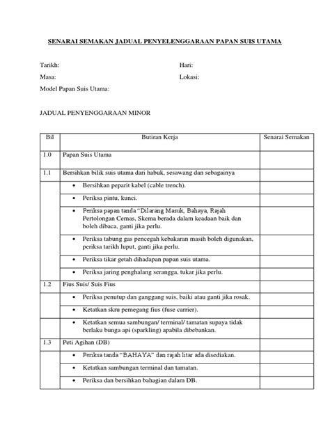 Borang permohonan pertukaran/ memangku ketua projek penyelidikan (pindaan 1 november 2018). Borang Penyelenggaraan Papan Suis Utama