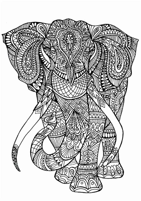Animal Coloring Pages For Kids Hard Elephant Coloring Page Detailed