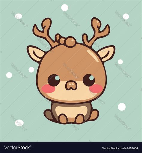 Cute Adorable Kawaii Reindeer Cartoon Of A Happy Vector Image