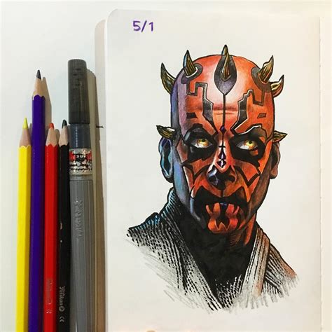 Darth Maul Color Pencils And Ink On A5 Paper Rstarwars
