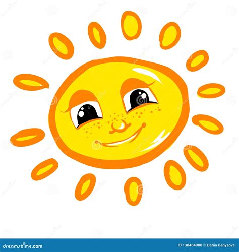 Cheerful Sun Childrens Illustration Stock Vector Illustration Of