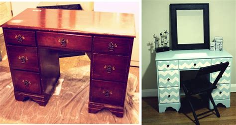 Desk To Vanity Deskvanity Ideas Repurposed Furniture Repurposed Items