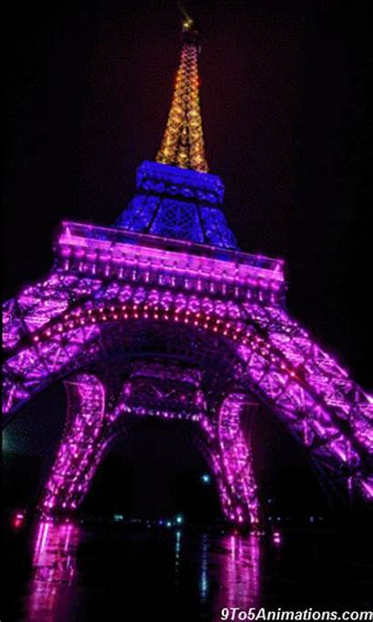 Tower Eiffel Gifs Paris Lights Colorful