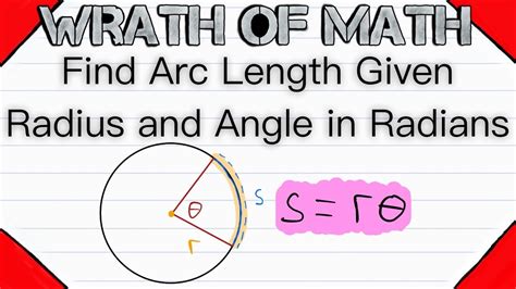 Find Arc Length Given Radius And Angle In Radians Geometry Youtube