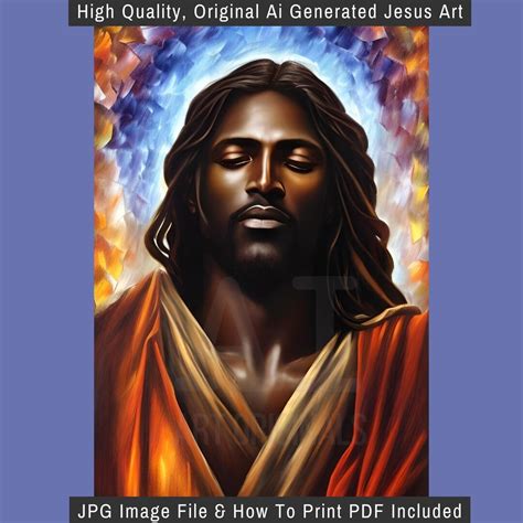 African American Jesus Ai Art Christ Art Download Digital Printable