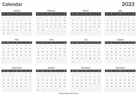 Calendar 2022 Template Calendar Printables Free Blank