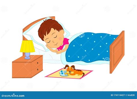 Cartoon Little Boy Sleep Stock Vector Illustration Of Smile 174114427