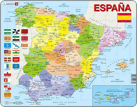 Politische landkarte von spanien, welche die spanischen regionen und provinzen enthält. Larsen Politische Karte - Spanien