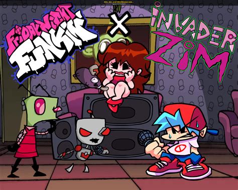 Zim Gir And Minimoose Over Skid And Pump Friday Night Funkin Skin