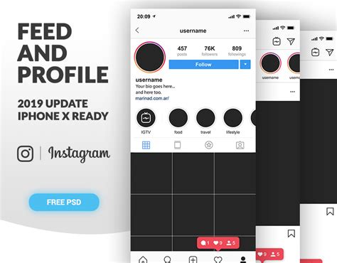 Here are 9 instagram grid layouts you can use now to make your instagram theme. Instagram Complete Feed and Profile PSD UI by MarinaD on ...