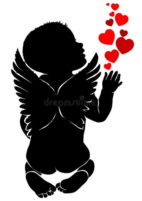 Angel Baby With Wings In Hearts Stock Vector Illustration Of