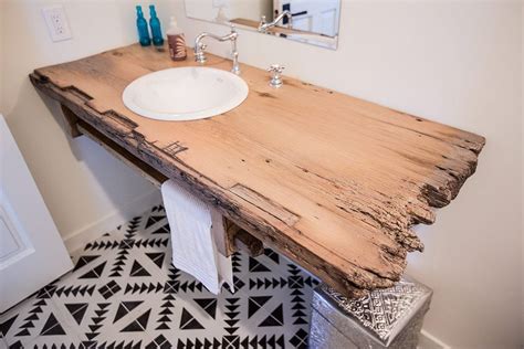 We create wooden sinks and bathtubs that attract people sight, make them feel jealous. Floating Reclaimed Wood Bathroom Sink Base | Porter Barn Wood