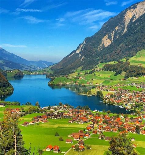 Lungern And Lungern Lake Canton Obwalden Switzerland By