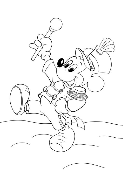 Gambar Mickey Mouse Berbaris Untuk Berlari Dan Mewarnai Secara Gratis