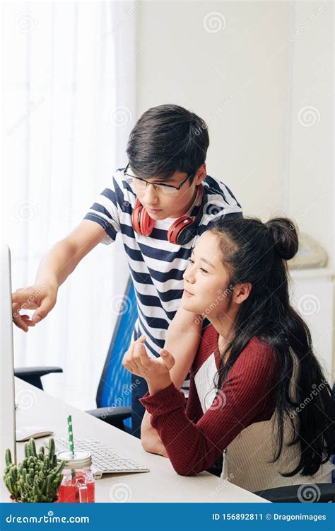 Teenagers Working On School Project Stock Image Image Of Programming