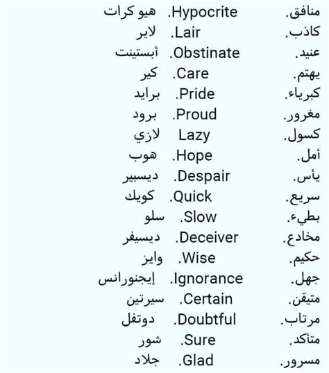 كلمات إنجليزية مترجمة للعربية مع النطق الصحيح للمبتدئين