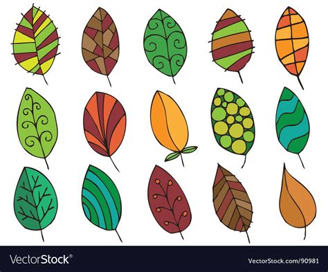 Hand Drawn Leaves Royalty Free Vector Image Vectorstock