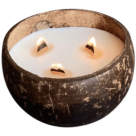 Scented Candles In Coconut Shell Wooden Wick Candle For Home Scented