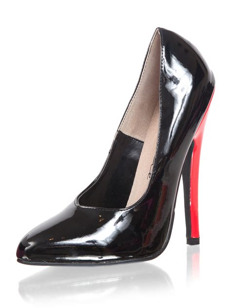 Killer Heels Womens Sexy Court Shoe Shiny Black And Red High Heel 6 Inch