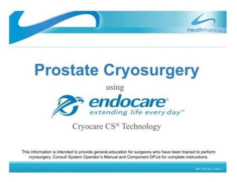 Physician Guide To Prostate Cryosurgery Using Healthtronics