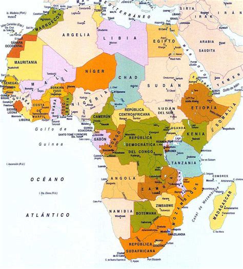 Mapa de África Político y Físico Mudo y con Nombres Países