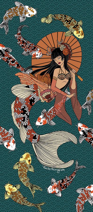 Koi Mermaid 24 Digital Art By Rachel Rabago Pixels