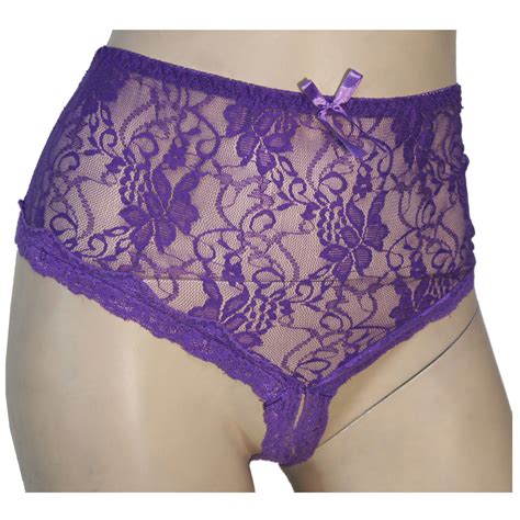 Sexy Lace Crotchless Panties Briefs Womens Lingerie Underwear Purple 2xl T1 Ebay