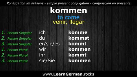 Learn German Verbs Kommen ⇔ To Come ⇔ Querer Aprender Alemán De ⇔ En