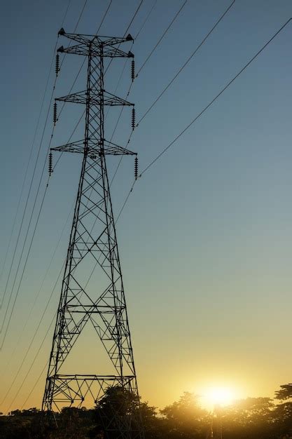 Premium Photo Power Tower At Sunset With Beatiful Sky Concept Image