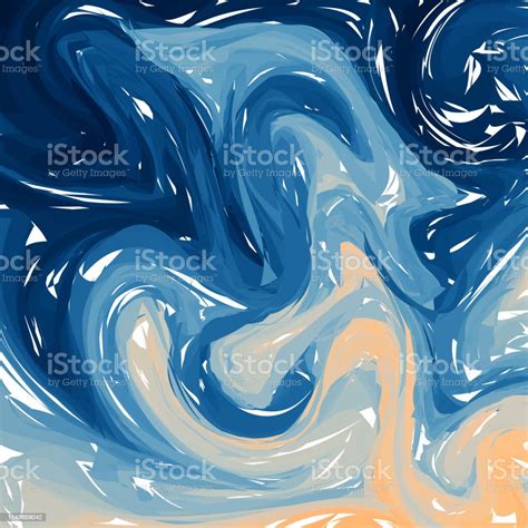 Blue Orange Digital Marbling Elegant Marbled Vector Background Liquid