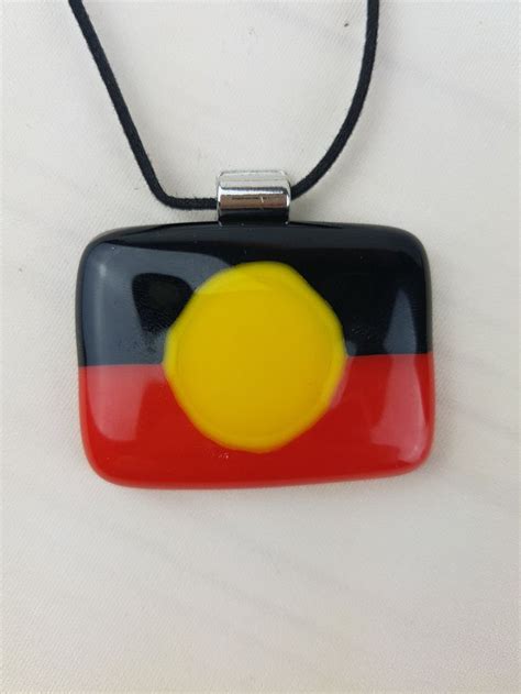 Aboriginal Flag Fused Glass Pendant Necklace By Etsy Fused Glass