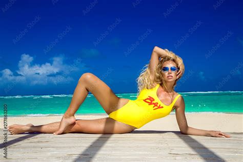 Incredibly Beautiful Sexy Model Girl In Bikini At The Seaside Of The
