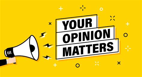 Male Hand Holding Megaphone With Your Opinion Matters Night Speech Bubble Loudspeaker Banner
