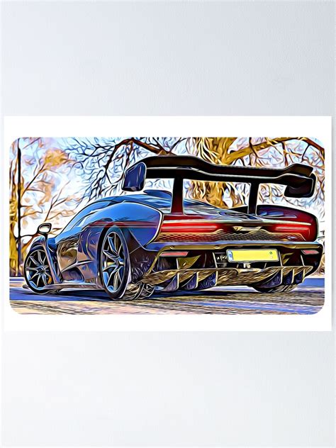 Mclaren Senna Cartoon Drawing Action Print Poster For Sale By Auto Prints Redbubble