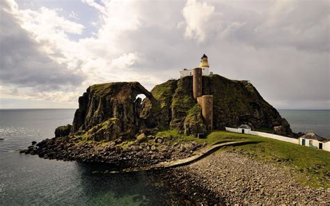 Sea Lighthouse Rocks Landscape Wallpaper Coolwallpapersme