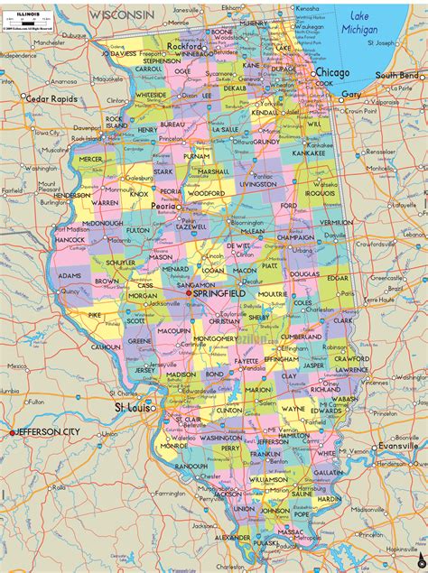 Map Of Illinois With Good Outlines Of Cities Towns And Road Map Of