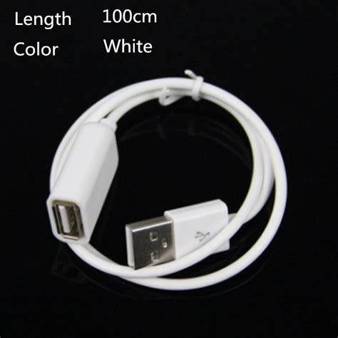 White Pvc Metal Usb Male To Female Extension Adapter Cable Cord M