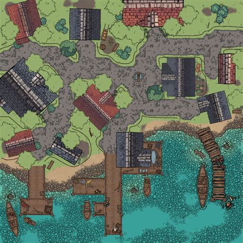 Fishing Village Battlemaps Viking Village Village Map Lake Village Fairy Village Dungeons