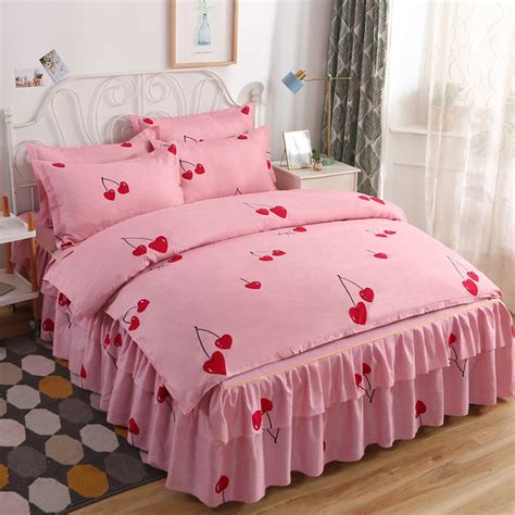 Korean Princess Bed Skirt 4 Piece Double Needle Quilt Cover For Cross Border T Wholesale