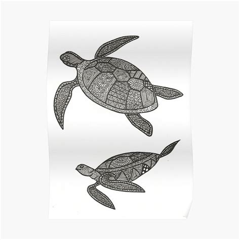 Zentangle Turtles Poster For Sale By PearlsAngela Redbubble