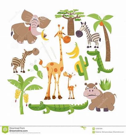 Animals Cartoon Africa African Plants Clipart Illustrations